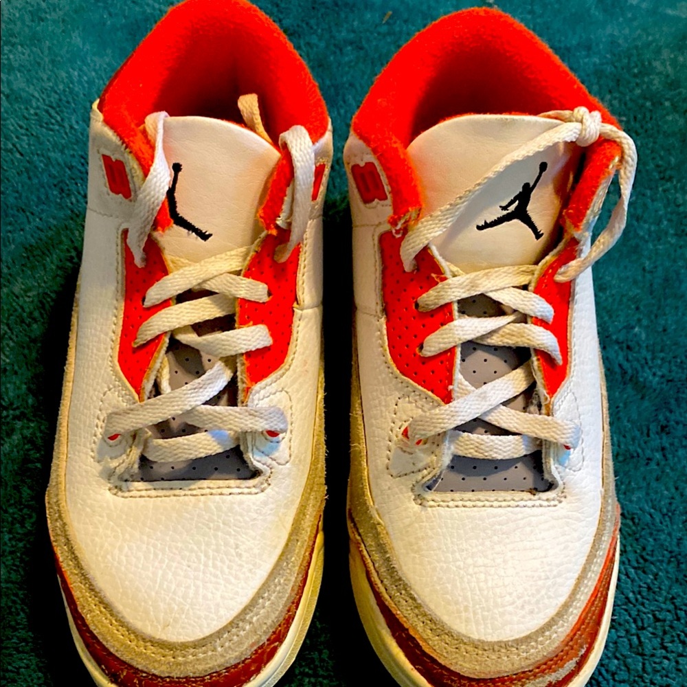 Kids White and Red Athletic Shoes